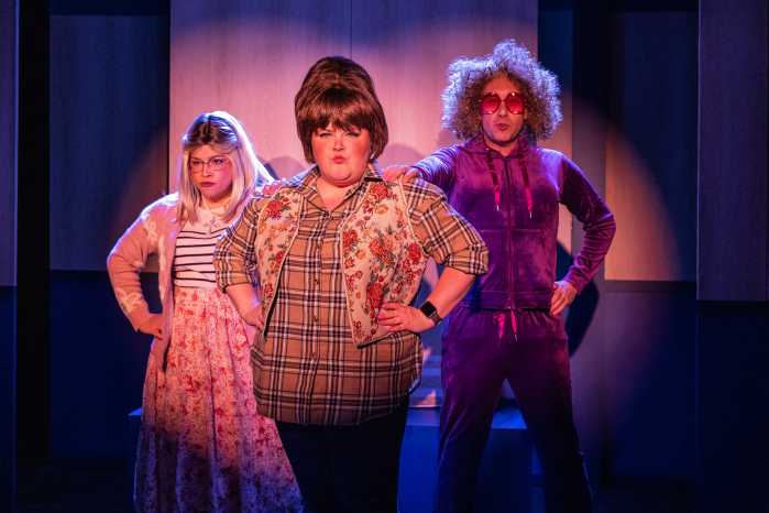 Cherry Torres, Ryann Redmond, and Ryan Duncan in “Heated Rivalry: The Unauthorized Musical Parody."