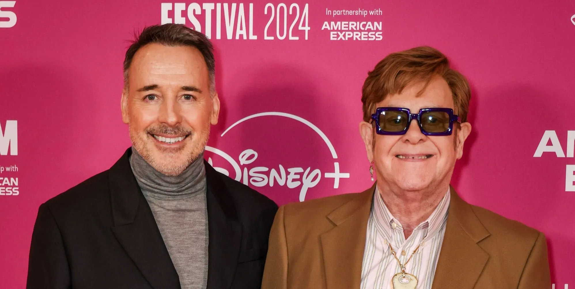 David Furnish and Elton John at the London Film Festival premiere of Elton John Never Too Late