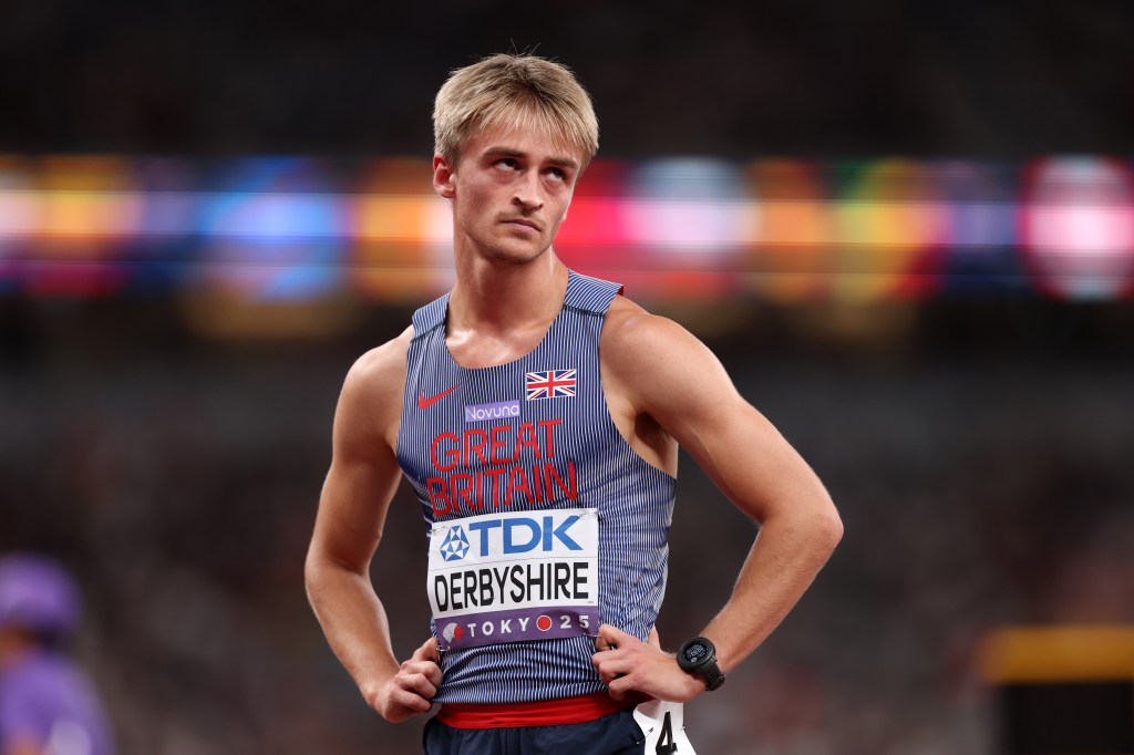 Seamus Derbyshire competes at the 400m hurdles.