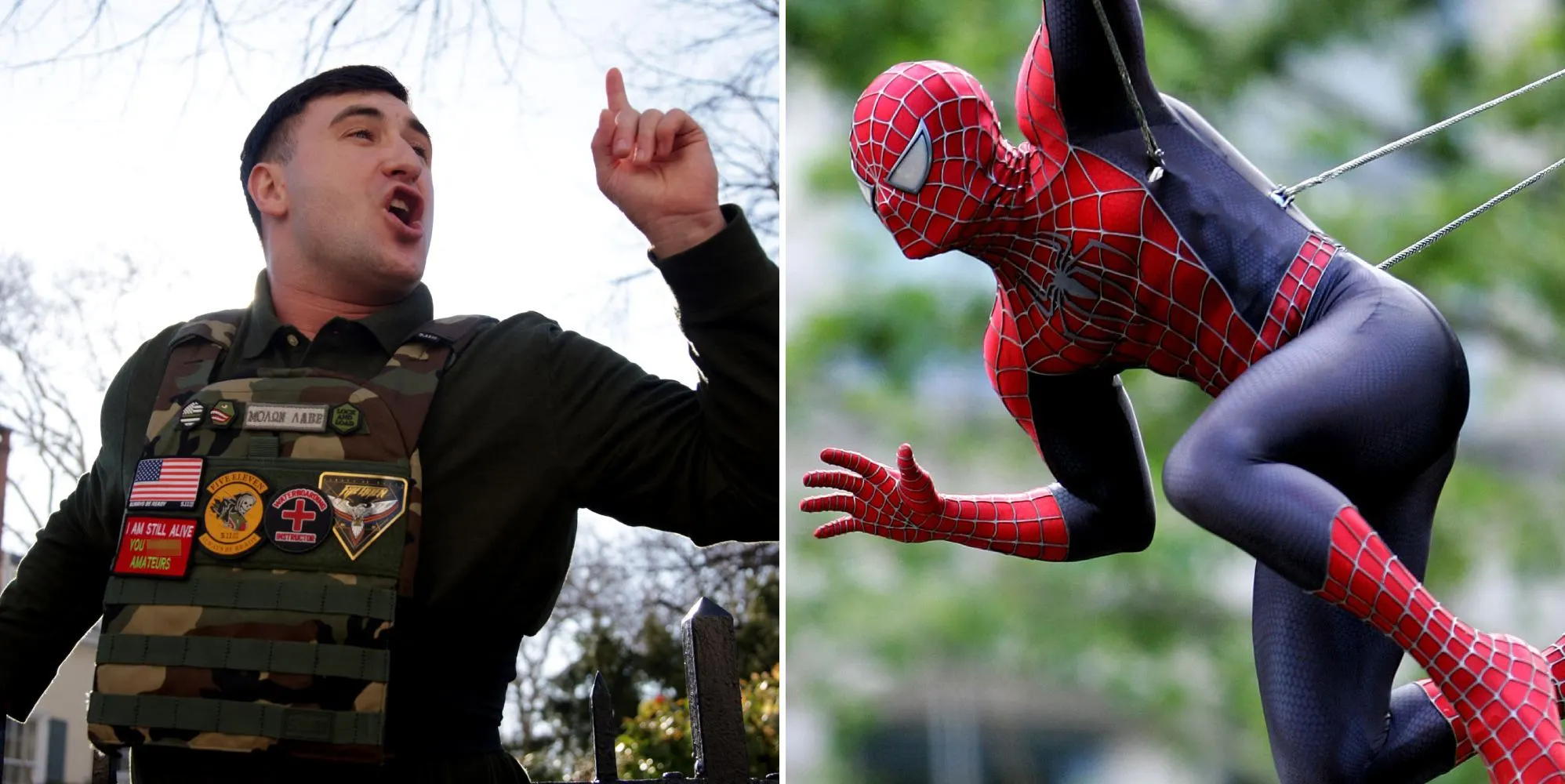 Spider-Man dà un pugno a un manifestante pro-MAGA al raduno di Minneapolis
