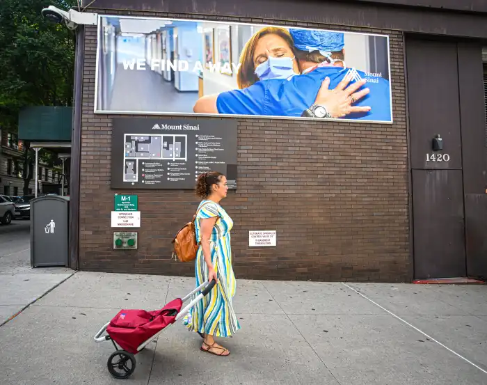 The outside of Mount Sinai is seen in Manhattan on Sept. 4, 2026.