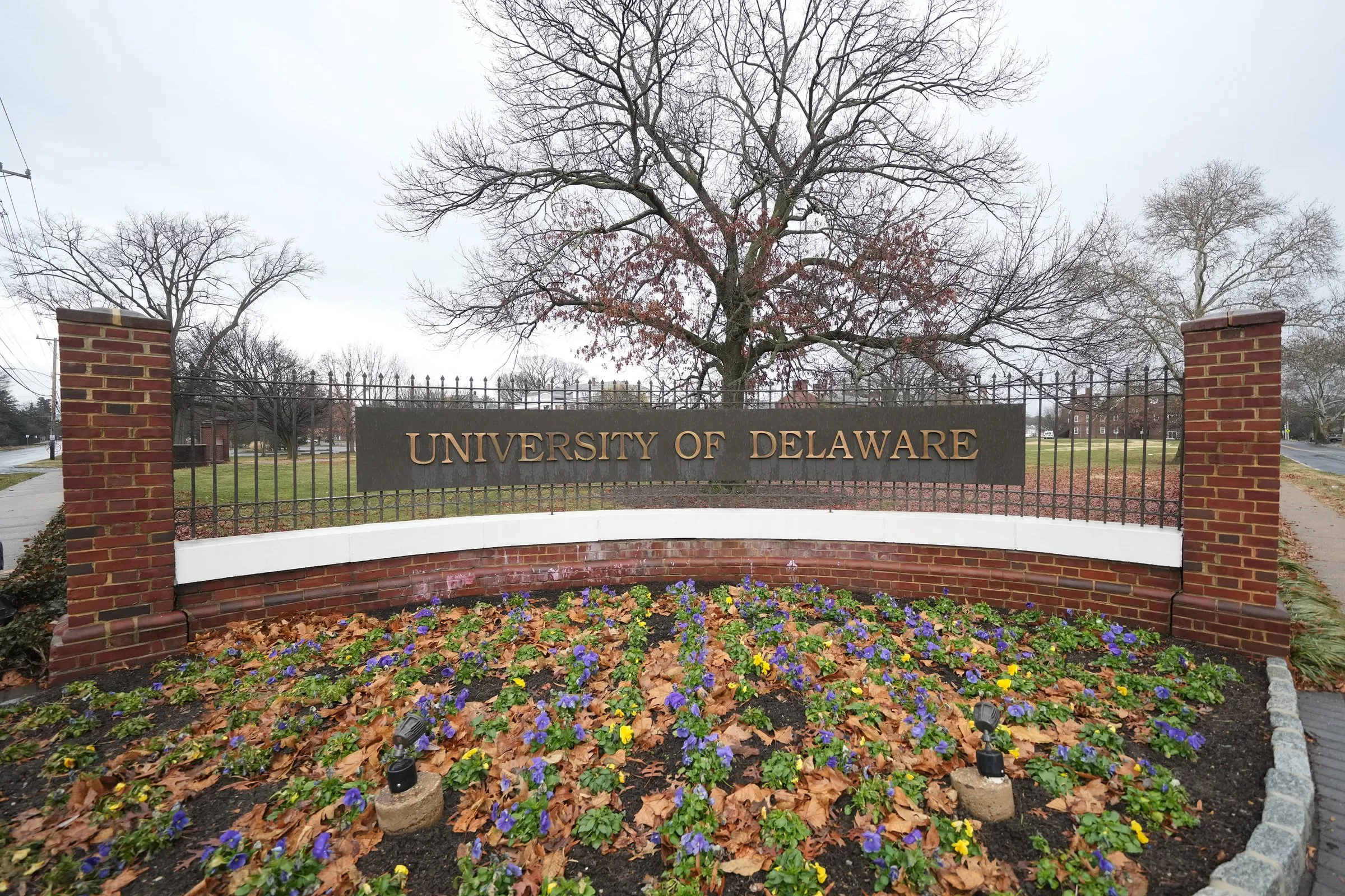 The entrance to the University of Delaware is shown before a college basketball game between the Missouri State Bears and the Delaware Fightin' Blue Hens at the Bob Carpenter Center on December 29, 2025 in Newark, Delaware.
