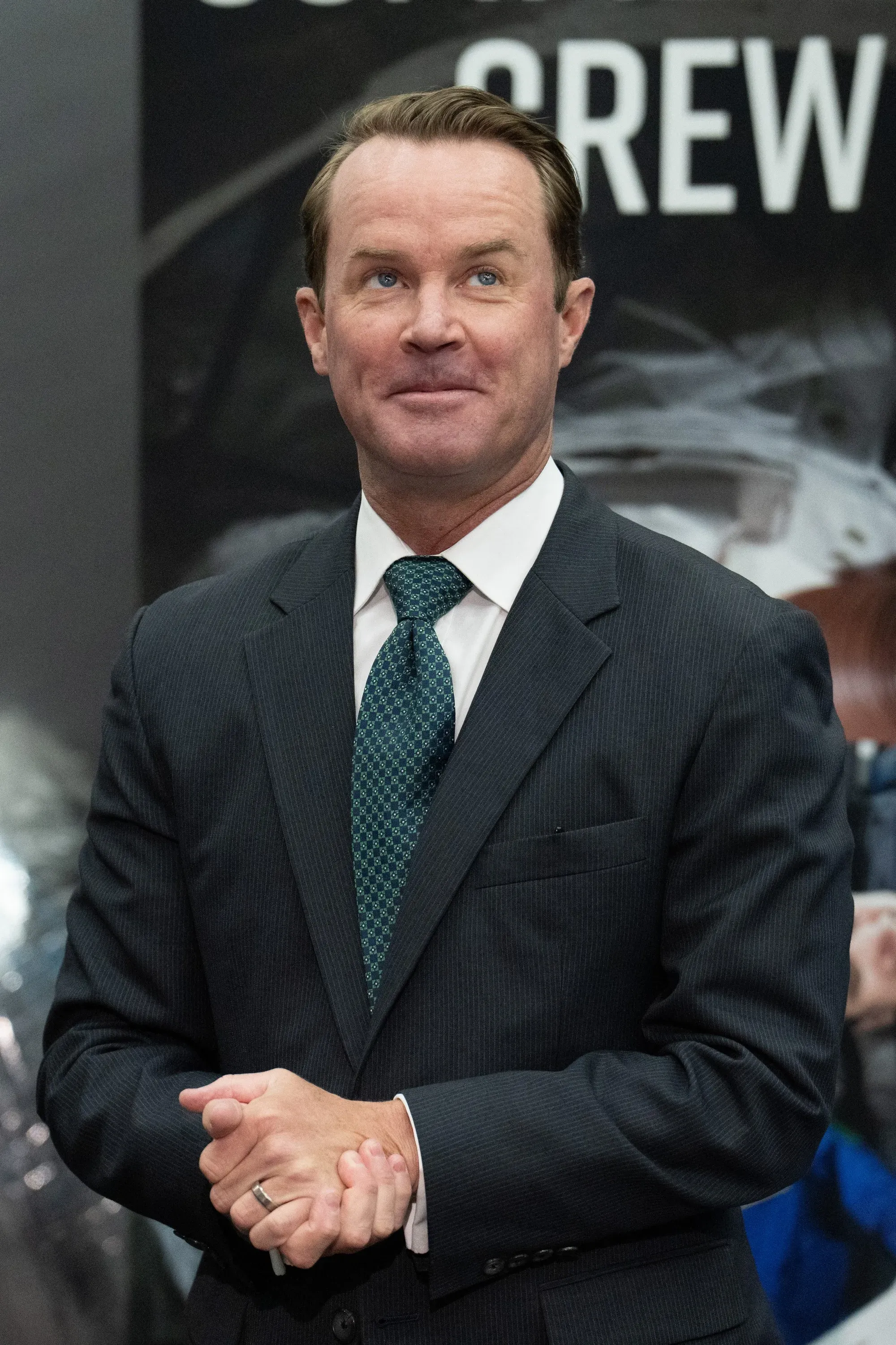 Speaker of the Texas House of Representatives Dade Phelan arrives for a press conference regarding the future of the space industry in Texas, at NASA's Johnson Space Center in Houston, Texas, on March